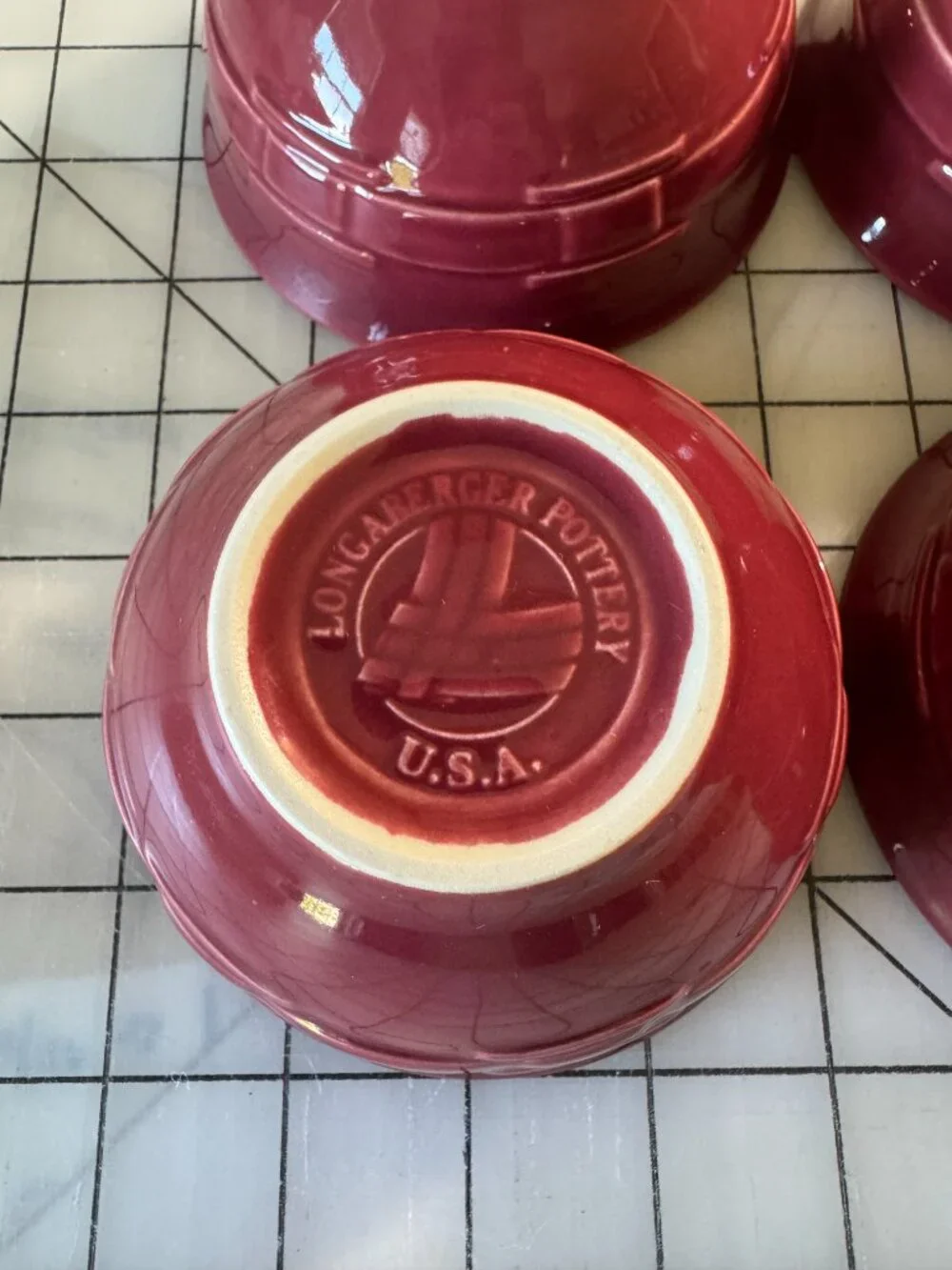 Longaberger Paprika Red Dessert & Condiment Bowl Caddy Set